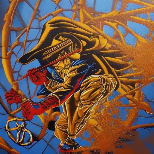 Spiderman's Snack: A Rembrandt-Style Graffiti Art Piece