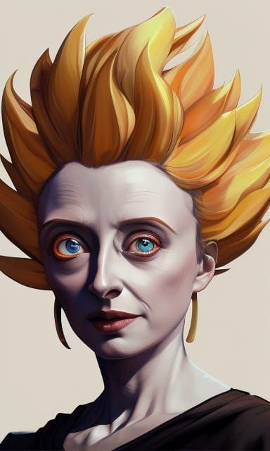 Edith Piaf as Super Saiyan: Detailed Portrait