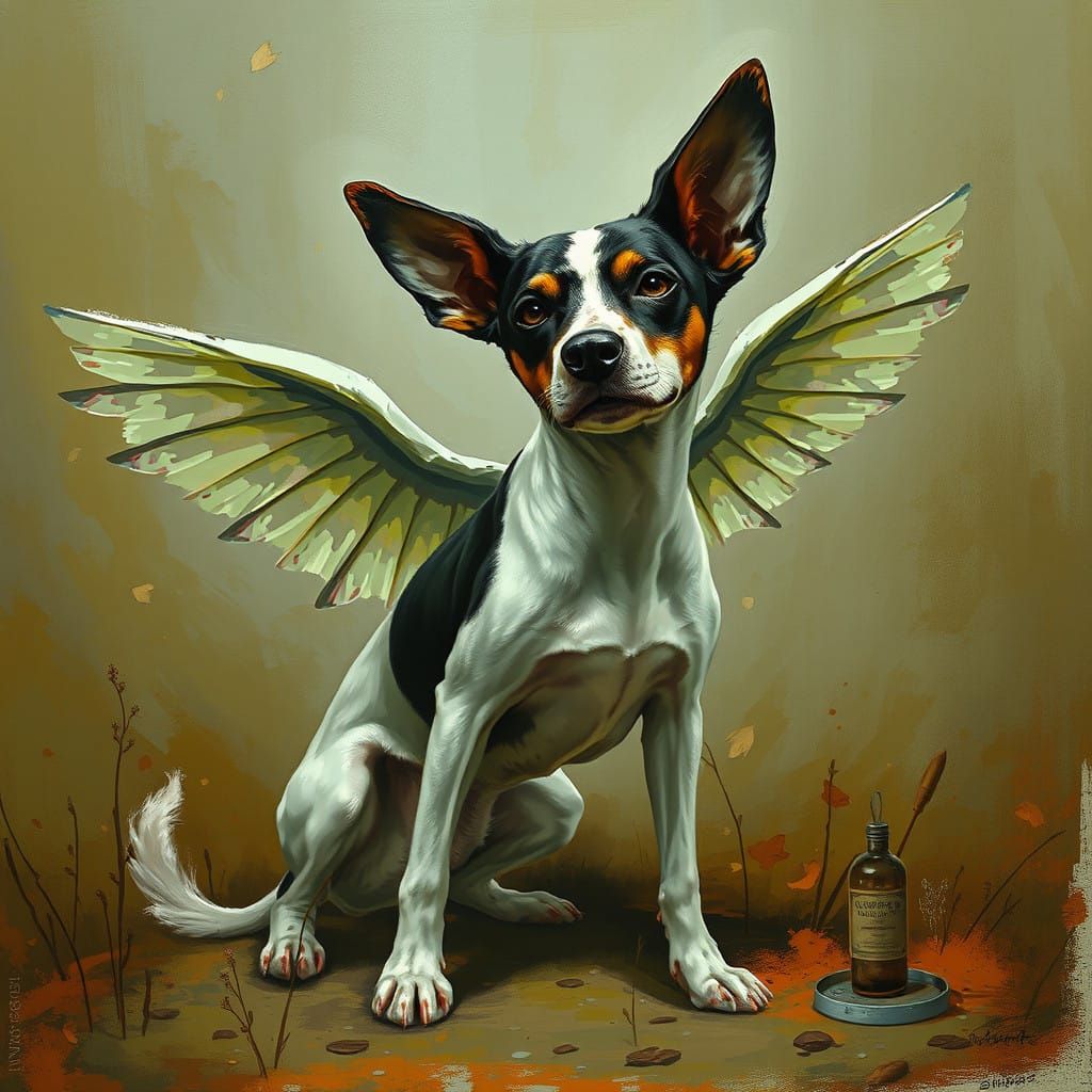 Vibrant Jack Russell in Whimsical Flight Pose