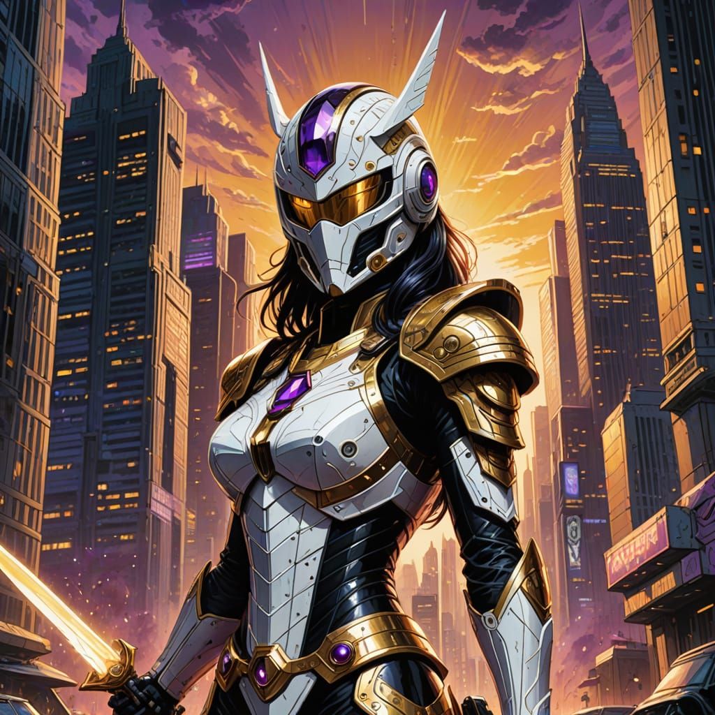 Goth Punk Vigilante in Retro Futuristic Armor