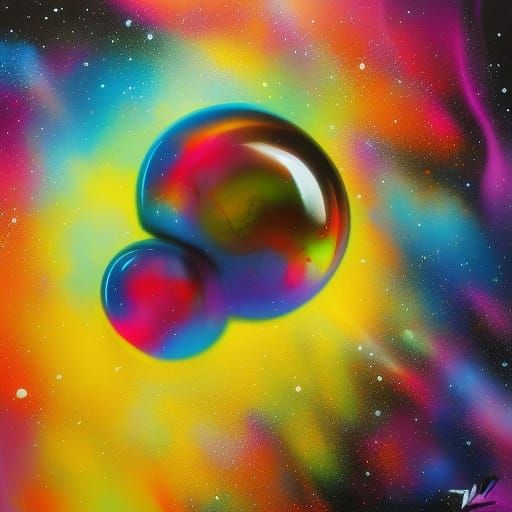 Cosmic Bubbles in Graffiti Splash Art Style