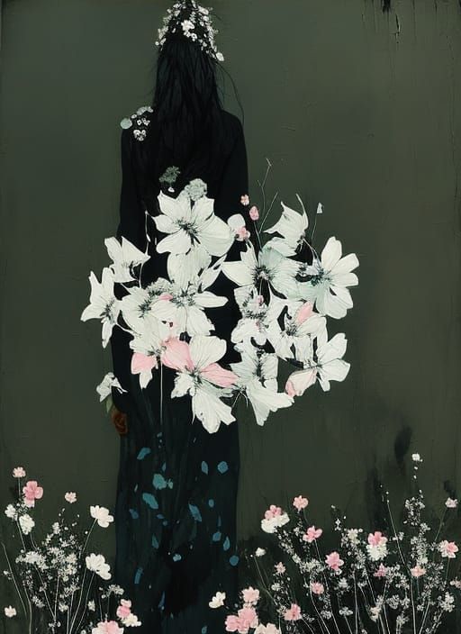 Woman Transforms to Flowers: Sinister Matte Painting