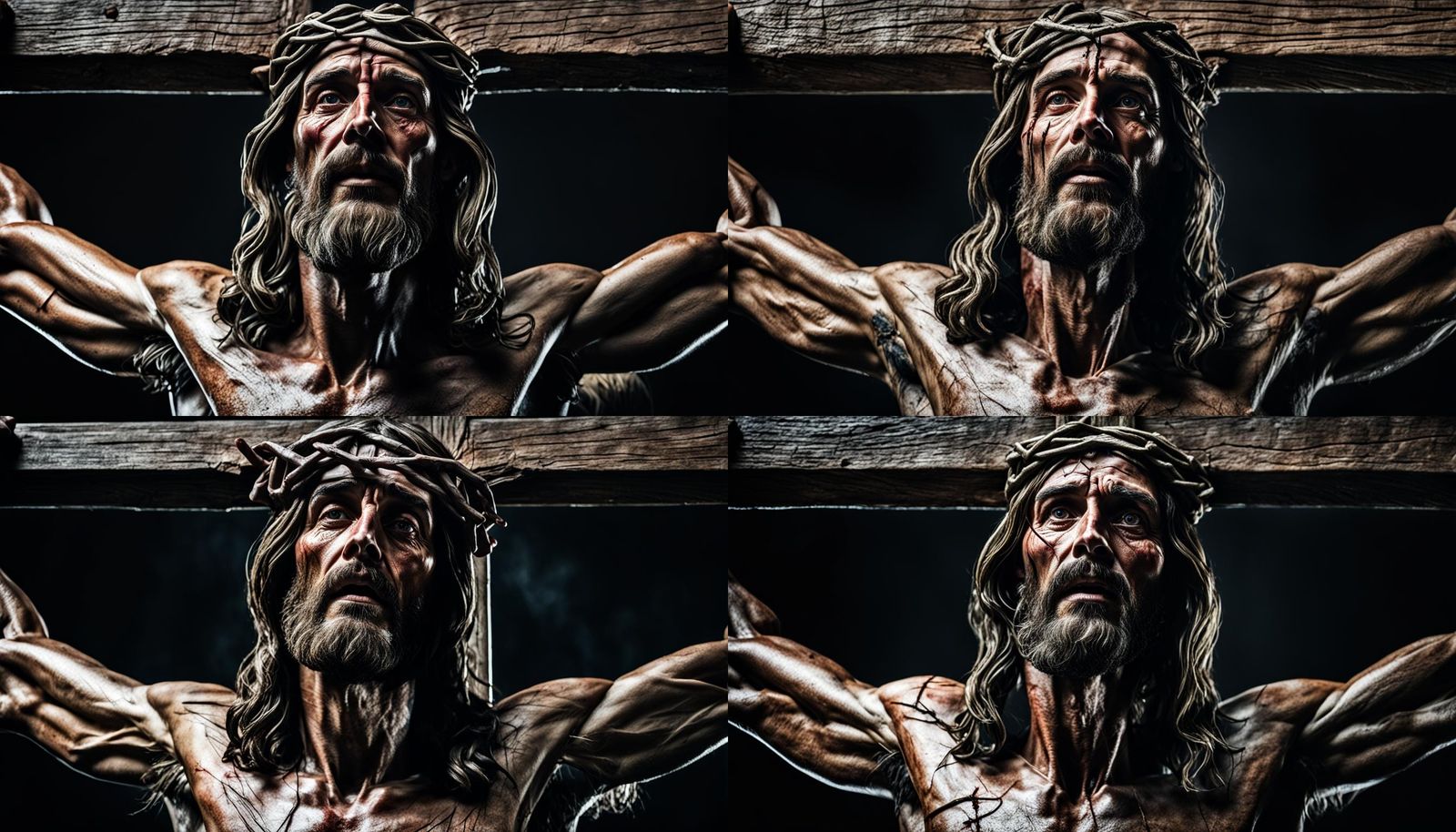 Crucifixion of Jesus Christ: Hyperrealistic Close-Up Portrai...