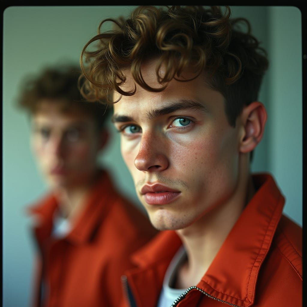 High-Fashion Portrait with Ghostly Reflection