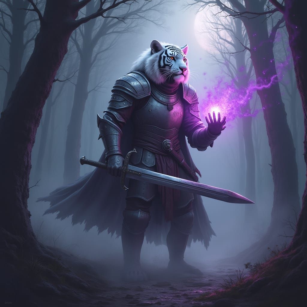 Medieval Weretiger Warrior in Dark Fantasy Style