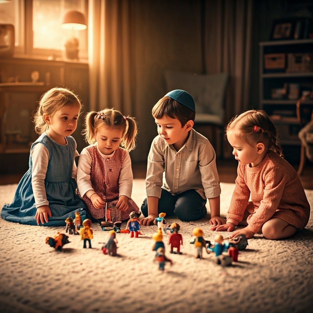 Children's Playtime: A Nostalgic Rockwell-esque Scene