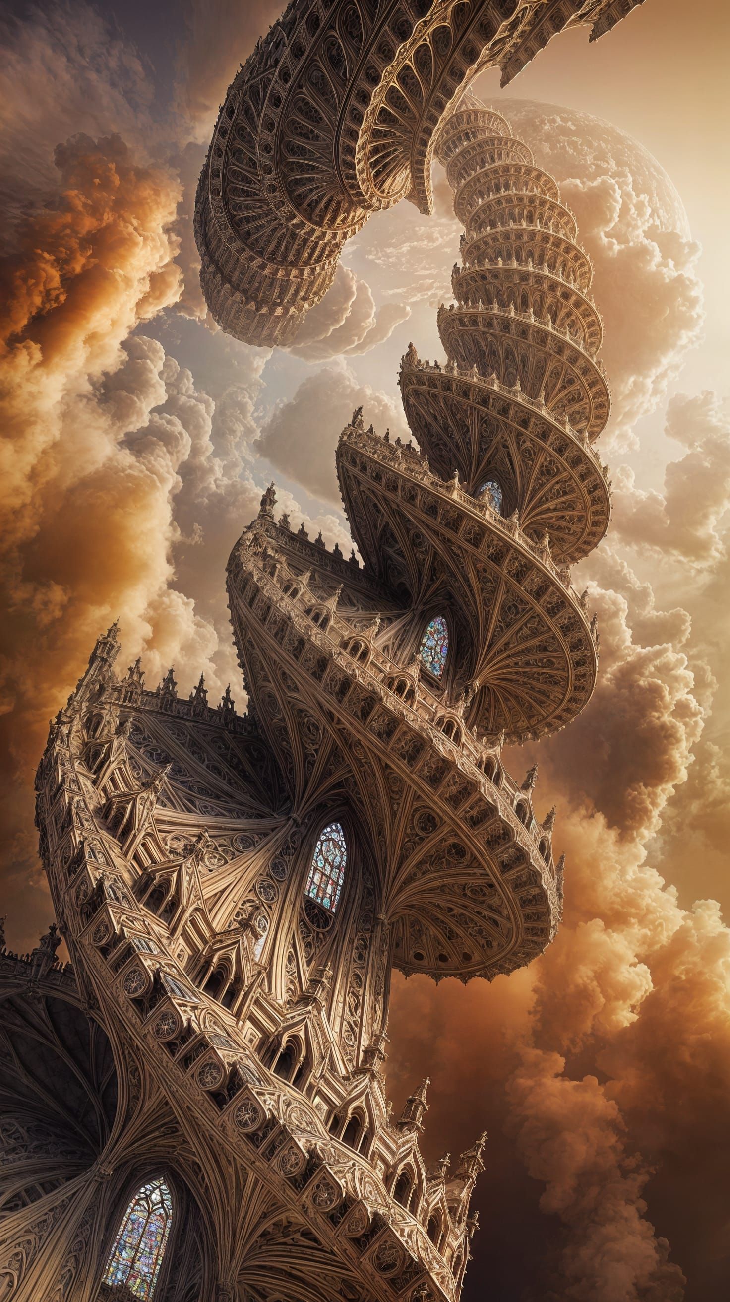 Ethereal Gothic Tower Reaches for the Skies in Vibrant Color...