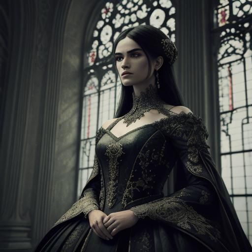 Girl in Beautiful Gown, Hyperrealistic Image