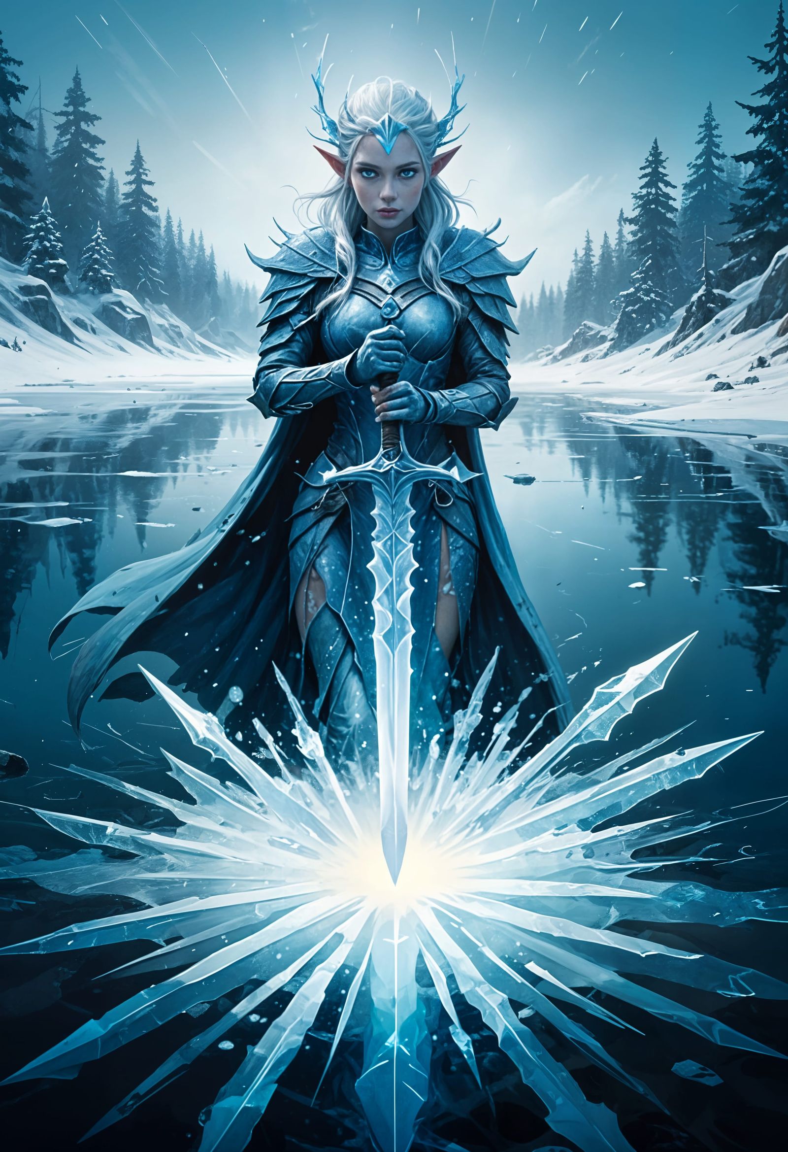 Ethereal Ice Elf Wields Frosty Sword