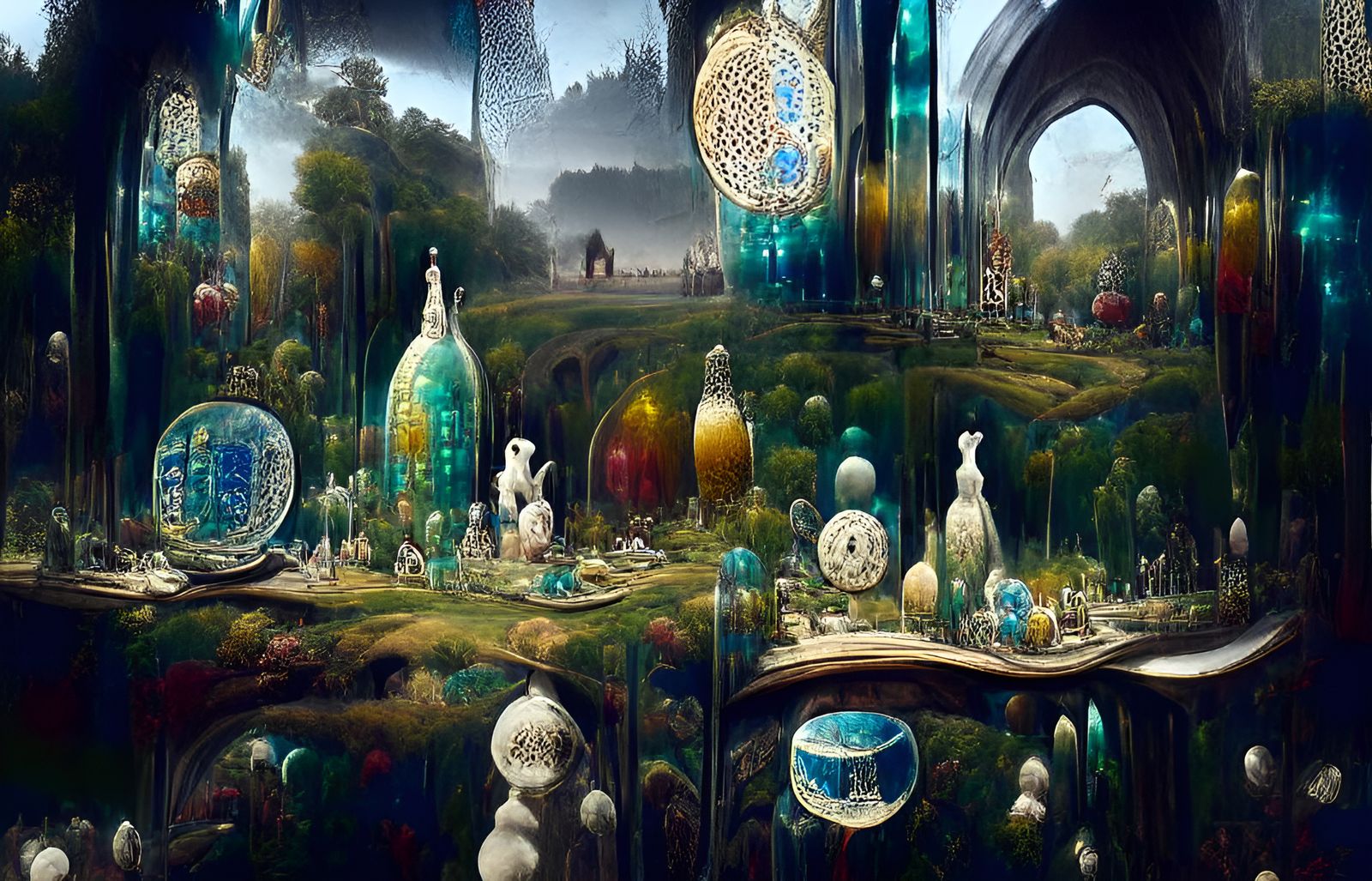 Alice in Wonderland Landscape in Hyperrealism Style