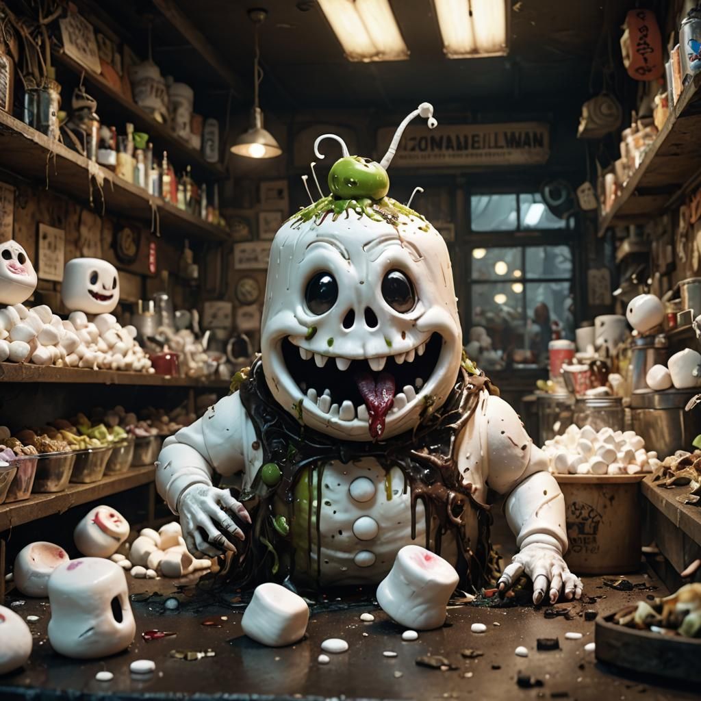 Zombified Marshmallow Man at Candy Shop