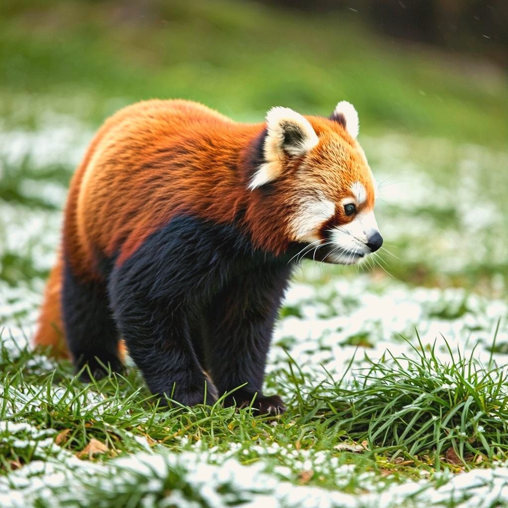 Adorable Red Panda Frolics in Snowy Himalayan Foothills