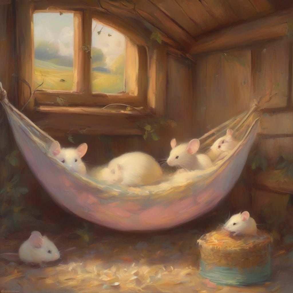 Cozy Barn for Mice in Pop Art x Post-Impressionism Style
