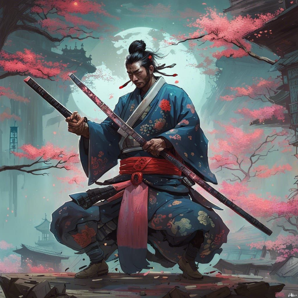 Hyperdetailed Samurai Warrior in Ethereal Style