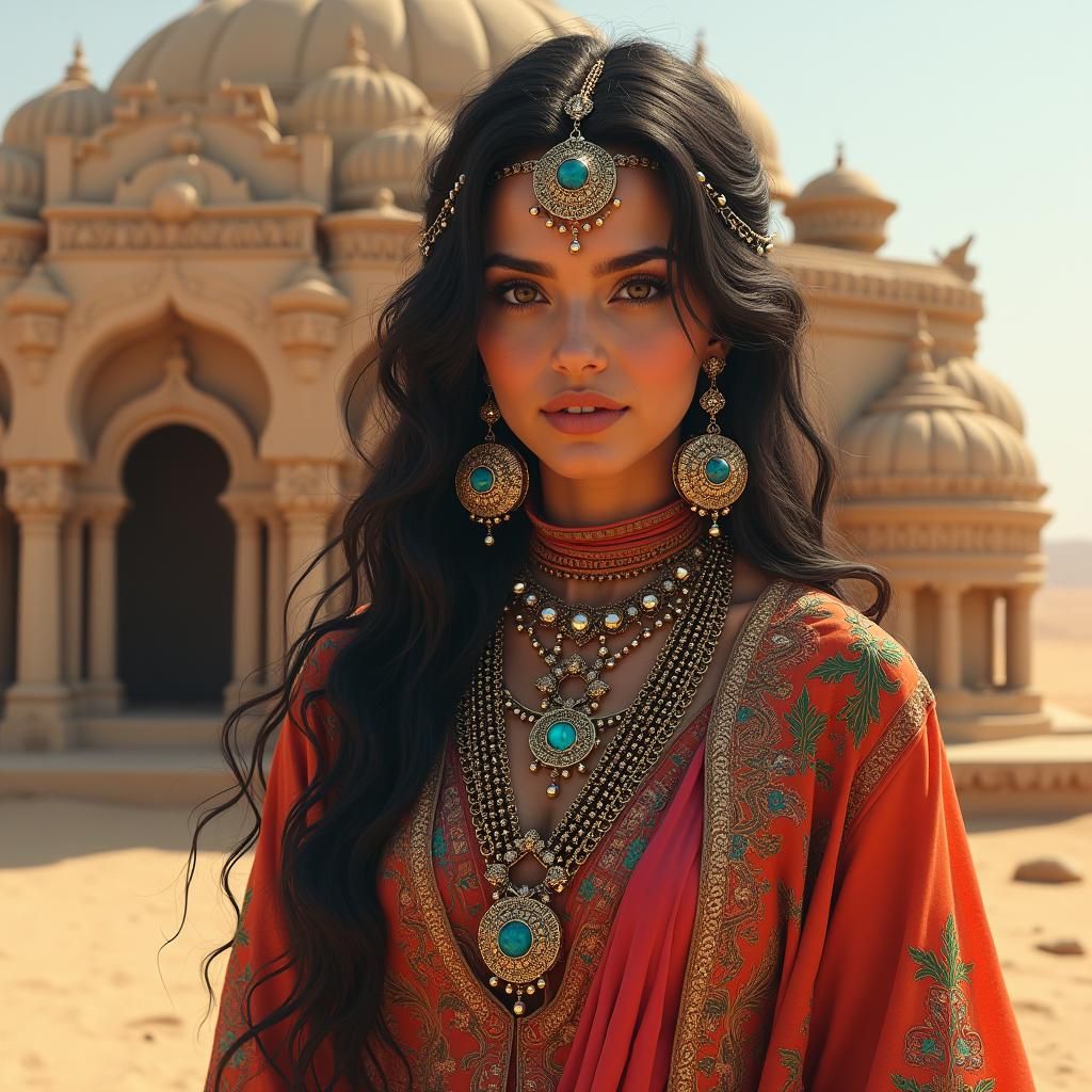 Thari Woman in Sindh: Romantic Era Oil Painting