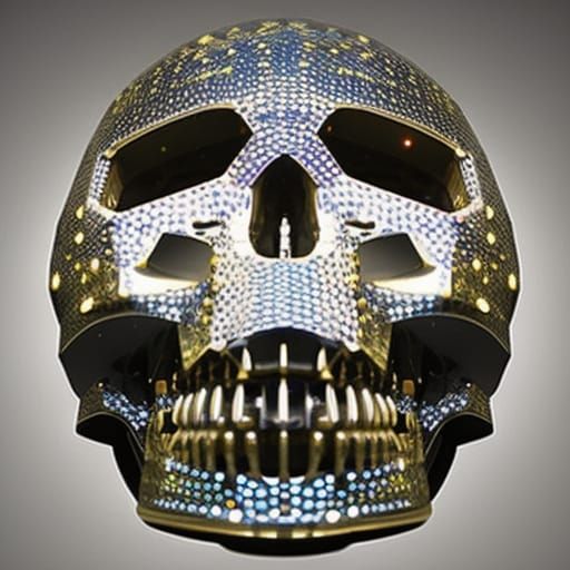 Intricate Crystal Skull with Glittering Stones