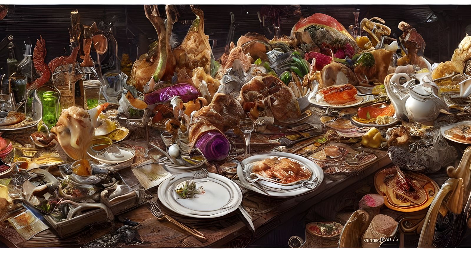 Hyperrealistic Waiter Illustration with Intricate Details