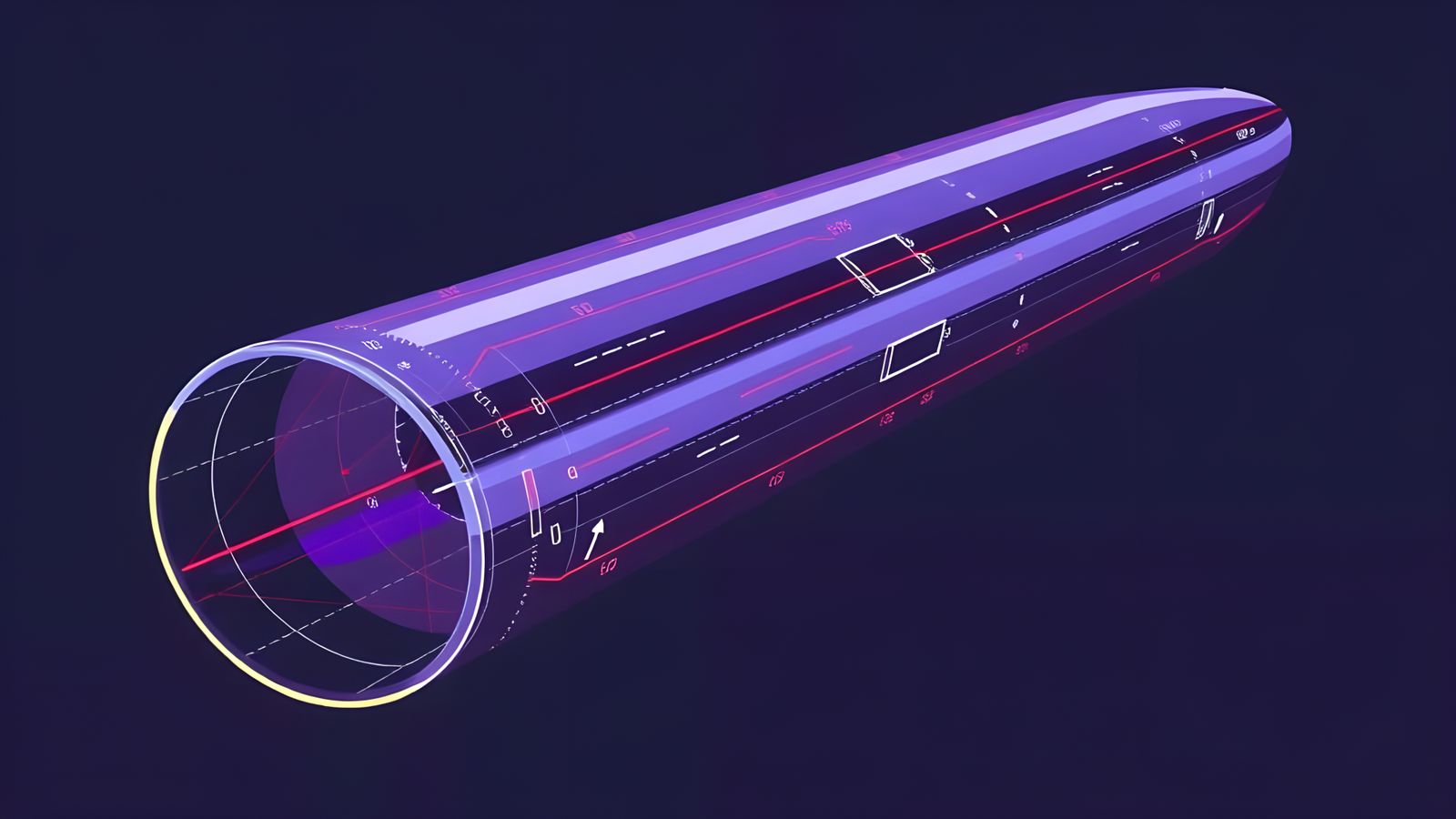 High-Velocity Cylinder with Circuit Diagram Art