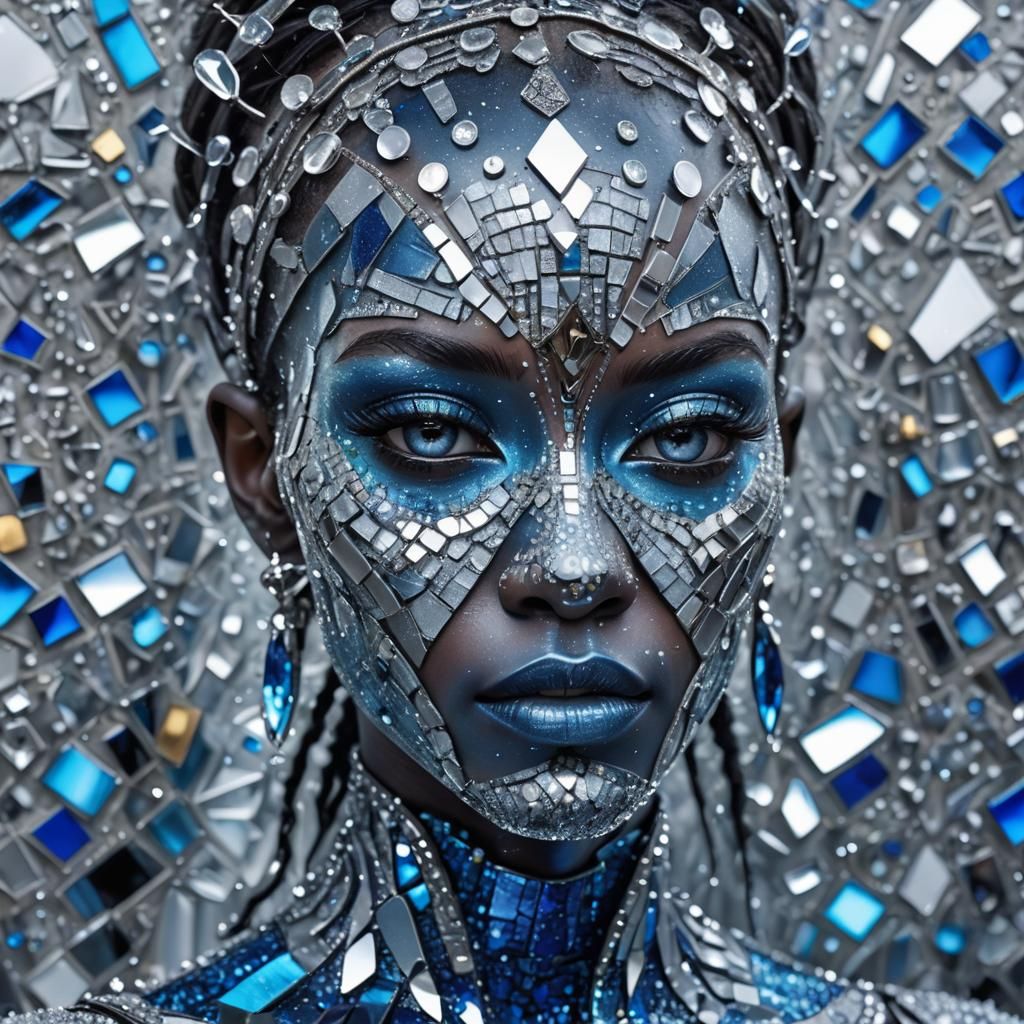 Metallic Alien with Crystals and Frosted Hairstyle