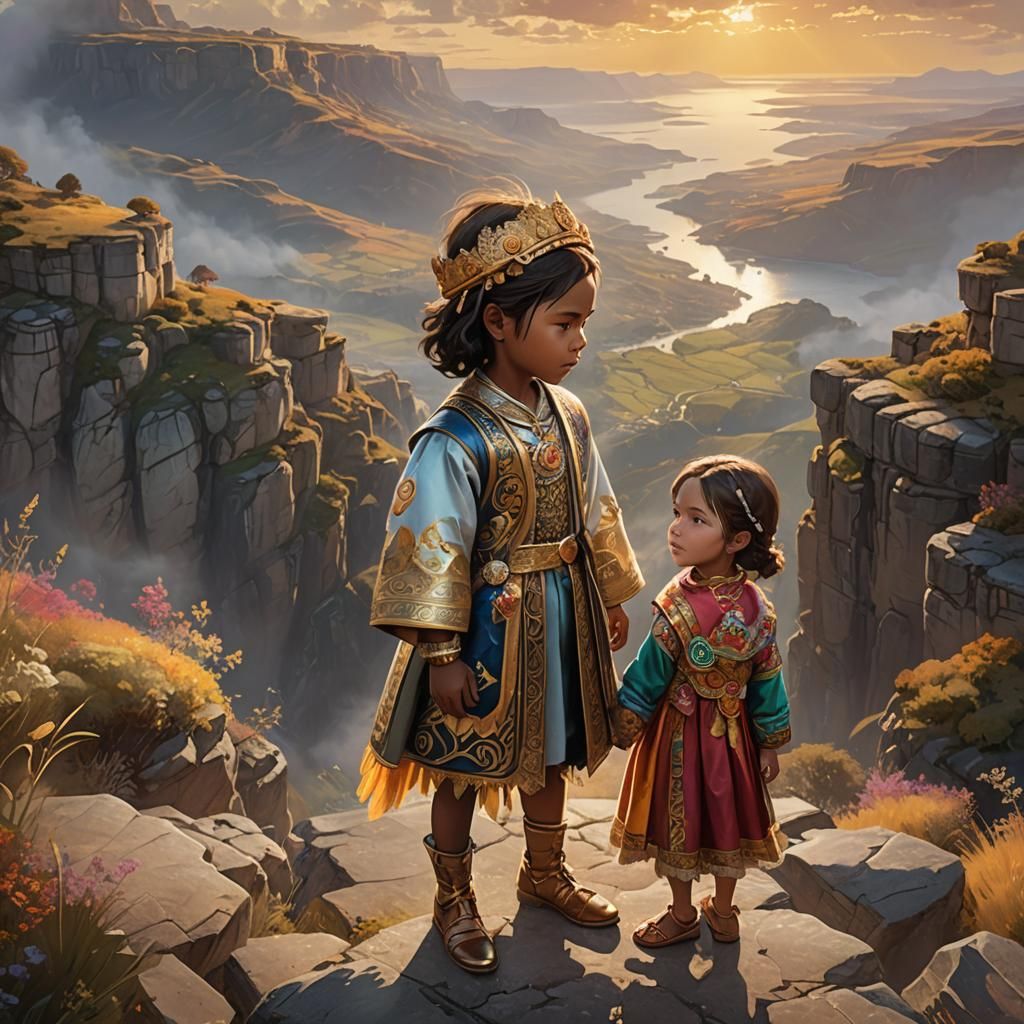 Divine Children Overlook a Colorful Landscape