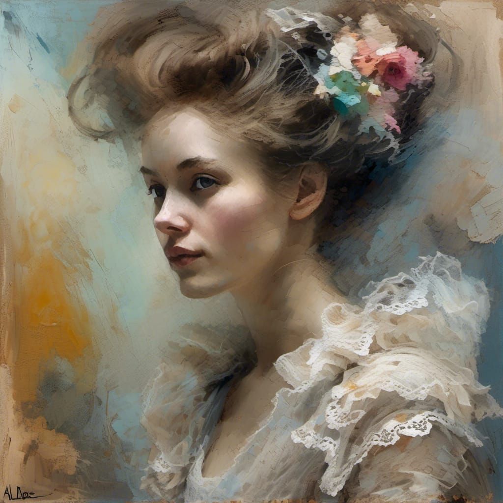 Portrait d'une femme - entre photo et peinture