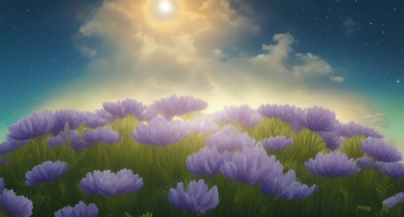 Yin Yang Symbol in Art Nouveau Floral Style