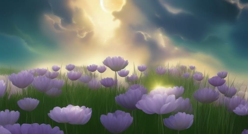 Yin Yang of Flowers in Art Nouveau Style