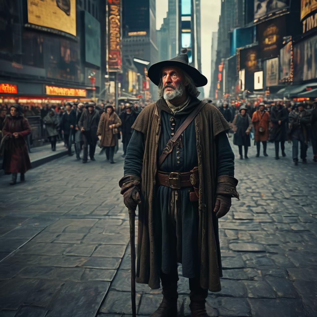 A pilgrim in Time-Square