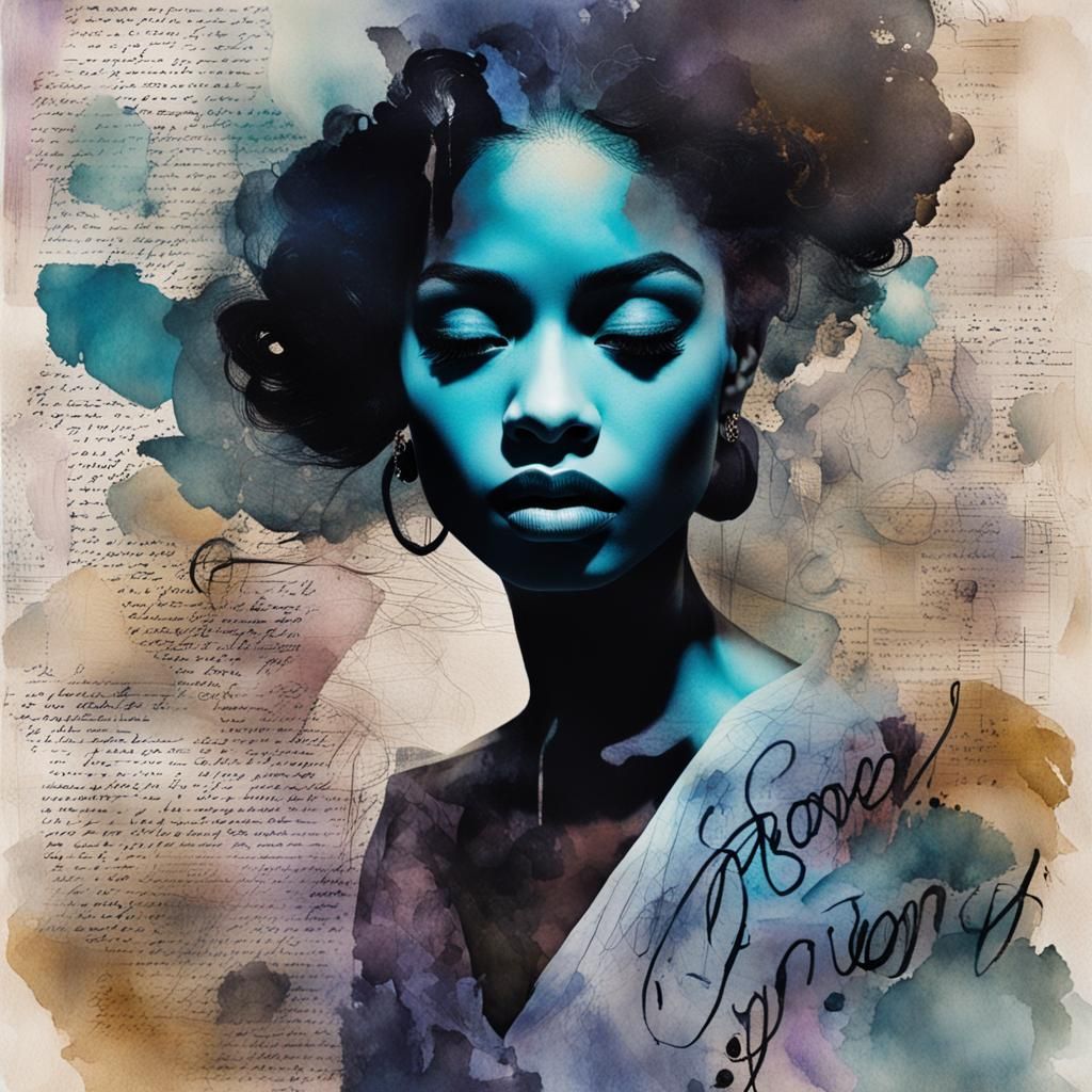 Dreamlike Jazz Club Portrait in Mixed Media Style