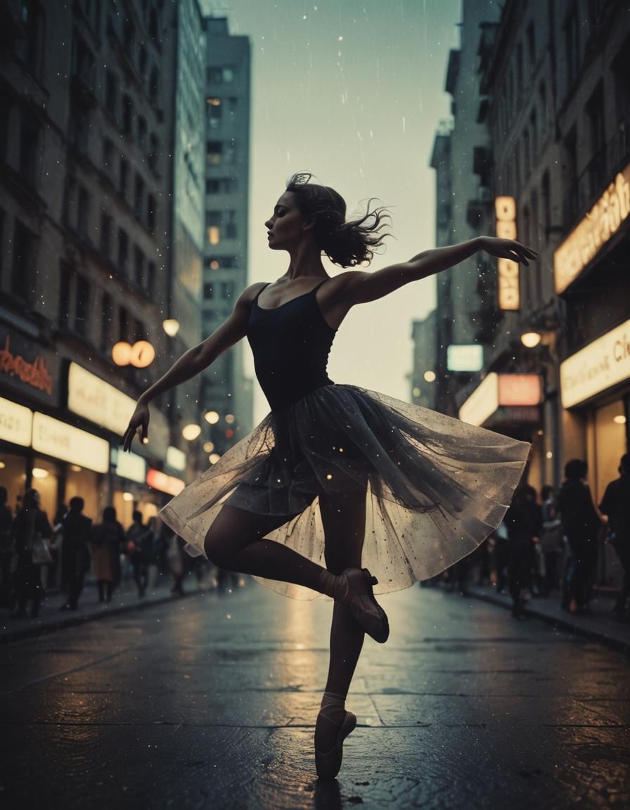 Ballerina Silhouette in Vintage Film Style