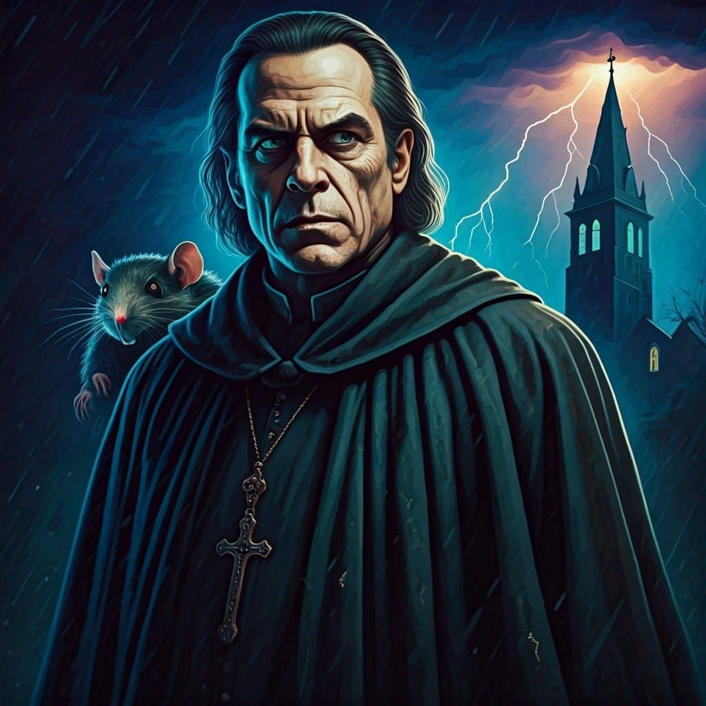 Movie poster for film called "Lovecraft's Evil Clergyman" st...