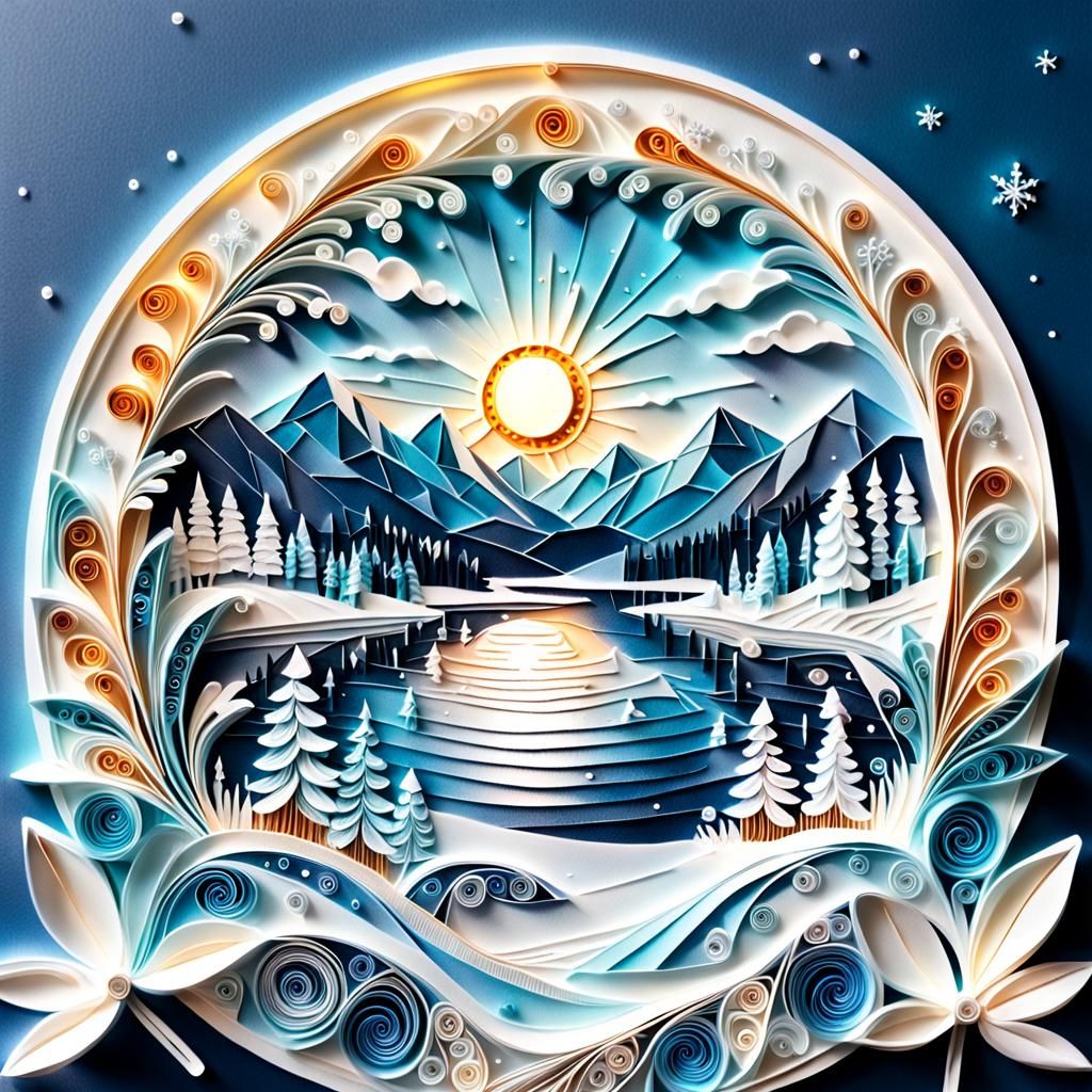 Crystal Art Winter Sun Over Frosty Lake