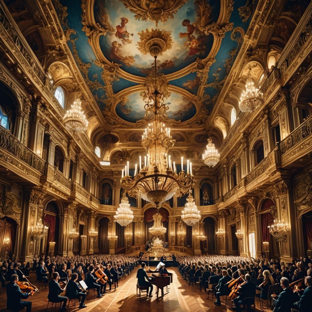 Grandiose Symphony Orchestra Performance in Lavish Hall