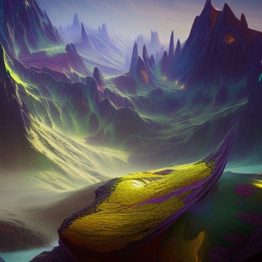 Fantastical Abstract Forest Concept Art in Deep Color