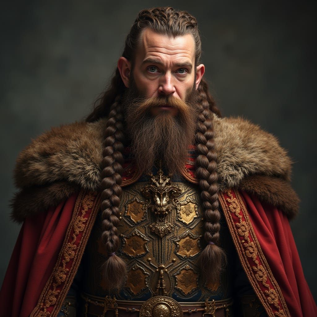 Majestic Dwarven King with Braided Beard