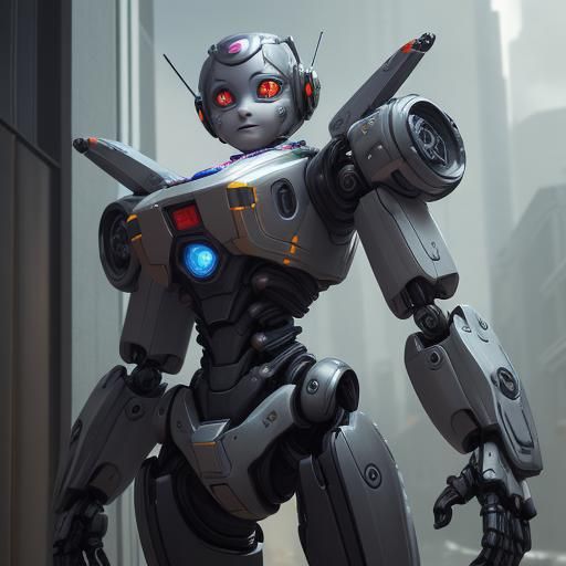 Adorable Sci-Fi Robot with Mischievous Grin