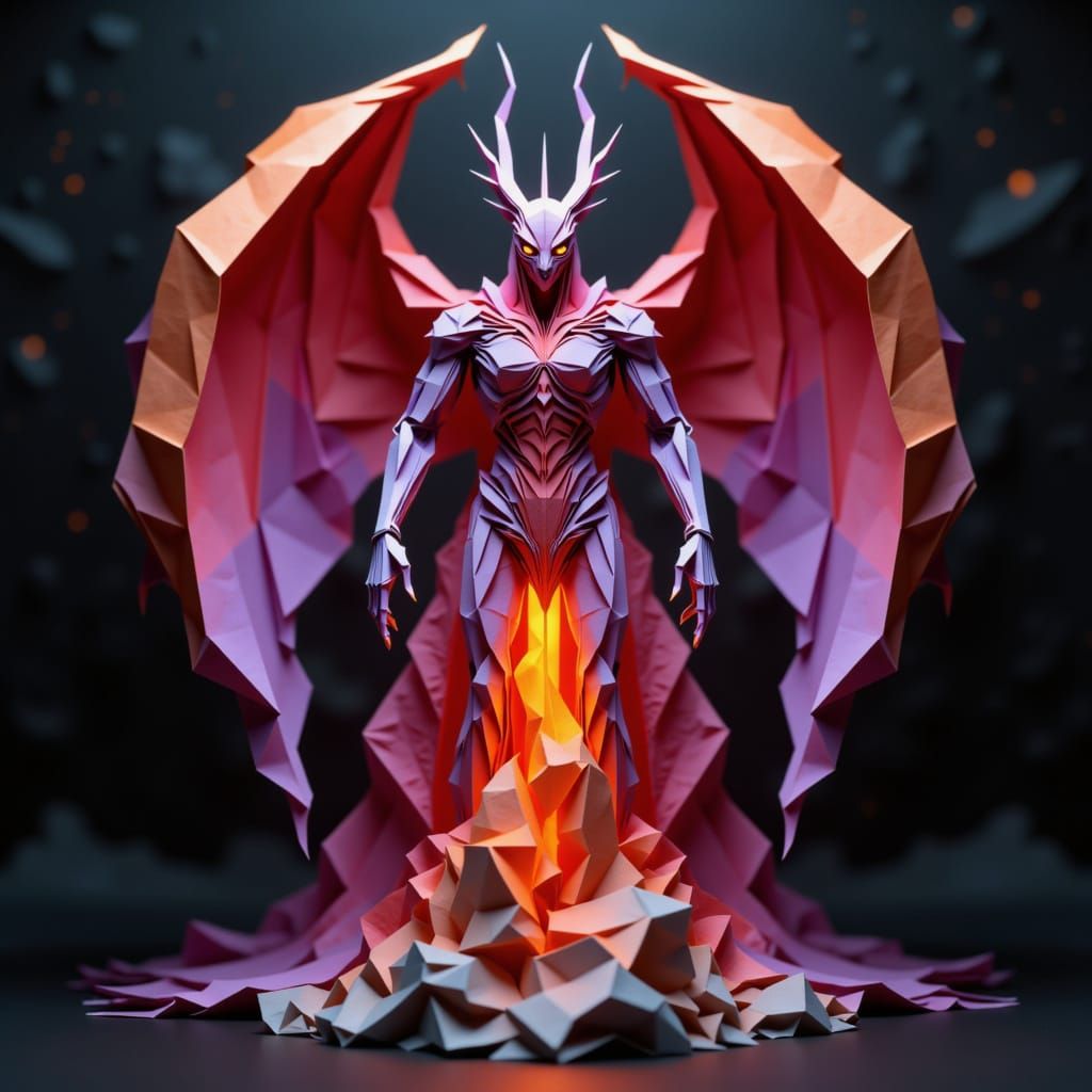 Origami Zuul Statue with Inner Light