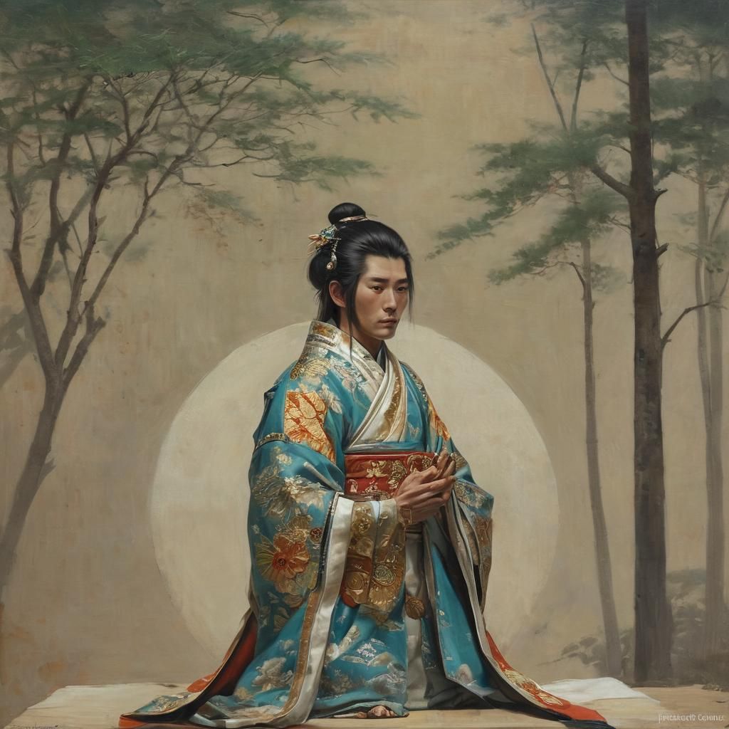 Ancient Japanese Prince Oil Painting