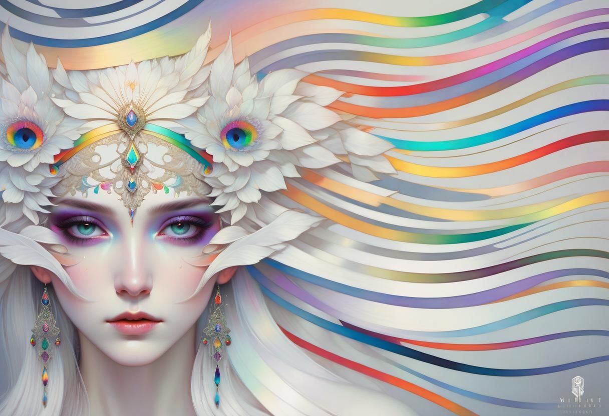 Rainbow Goddess Portrait in Vibrant Colors