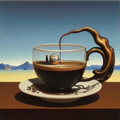 Surreal Coffee Cup in Salvador Dali Style