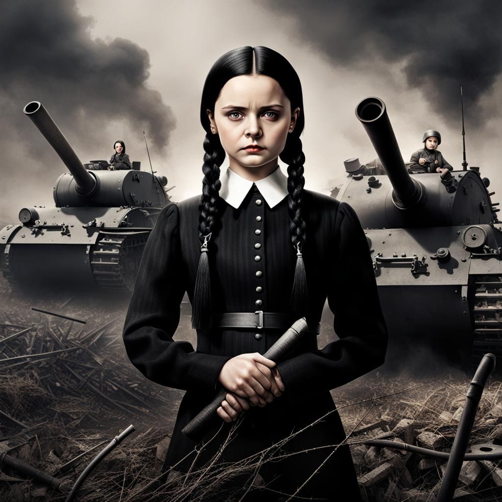Wednesday Addams as War Criminal: Realistic Portrait