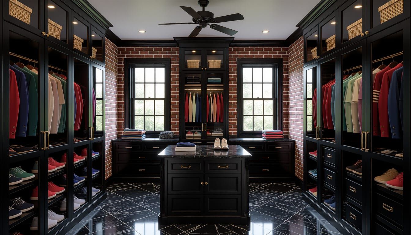 Victorian Walk-In Closet with Luxury Display Cabinets