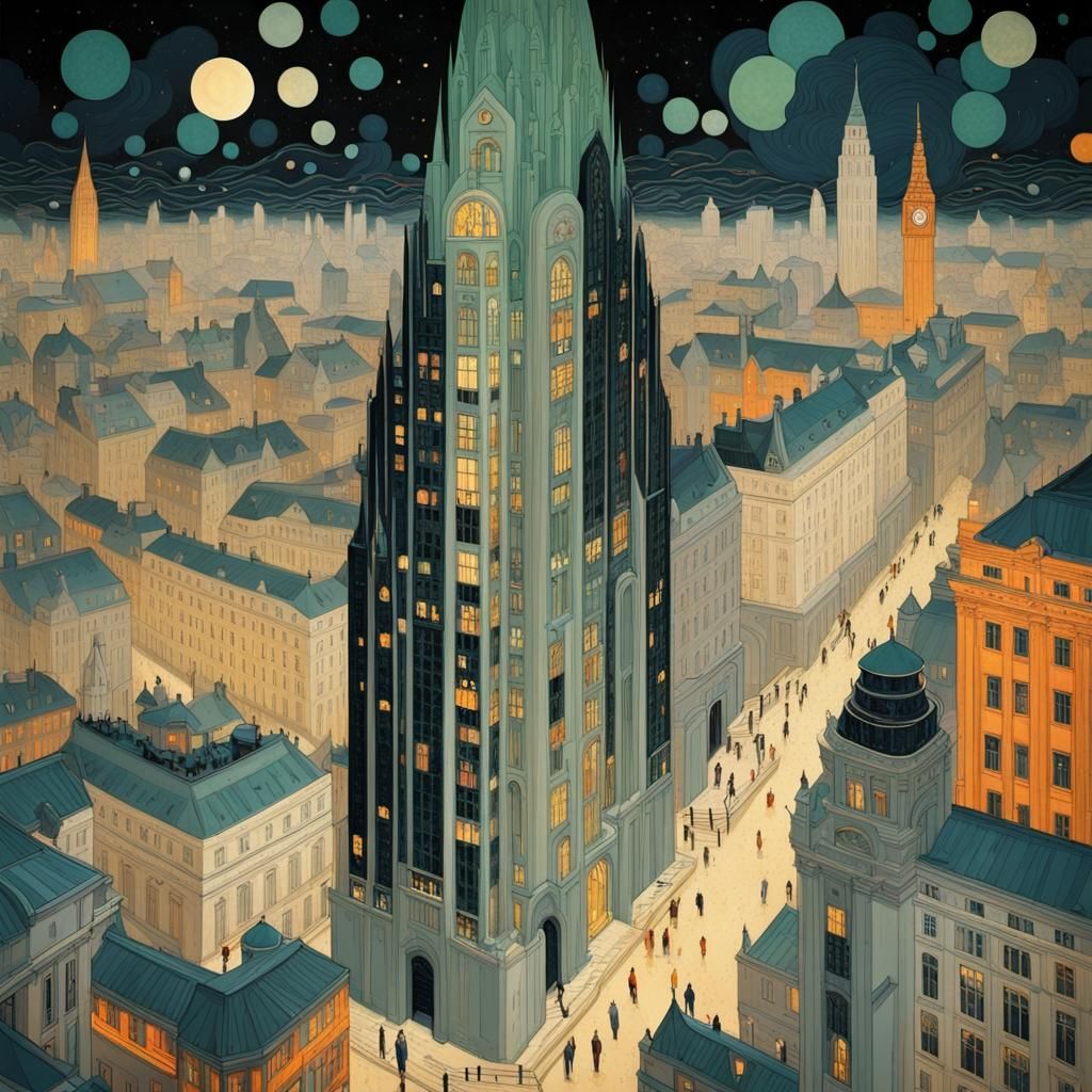 Art Deco London Poster in Klimt Style
