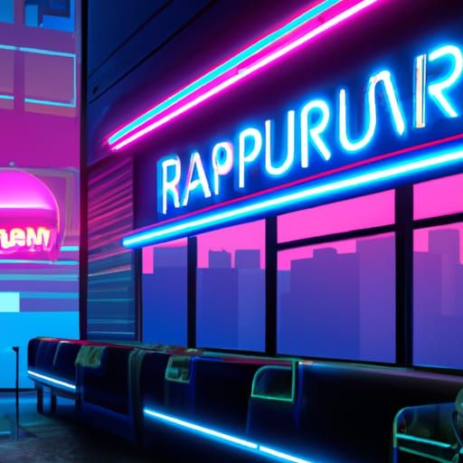 Cyberpunk Bar Scene with Neon Lights
