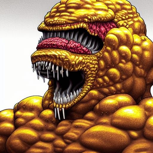 Winged Golden Beast Portrait in Hyper Realism