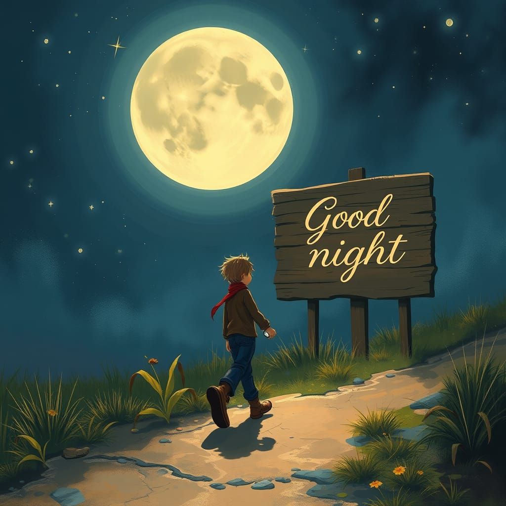 Elegant Watcher Embarks on Whimsical Journey Under Starry Sk...