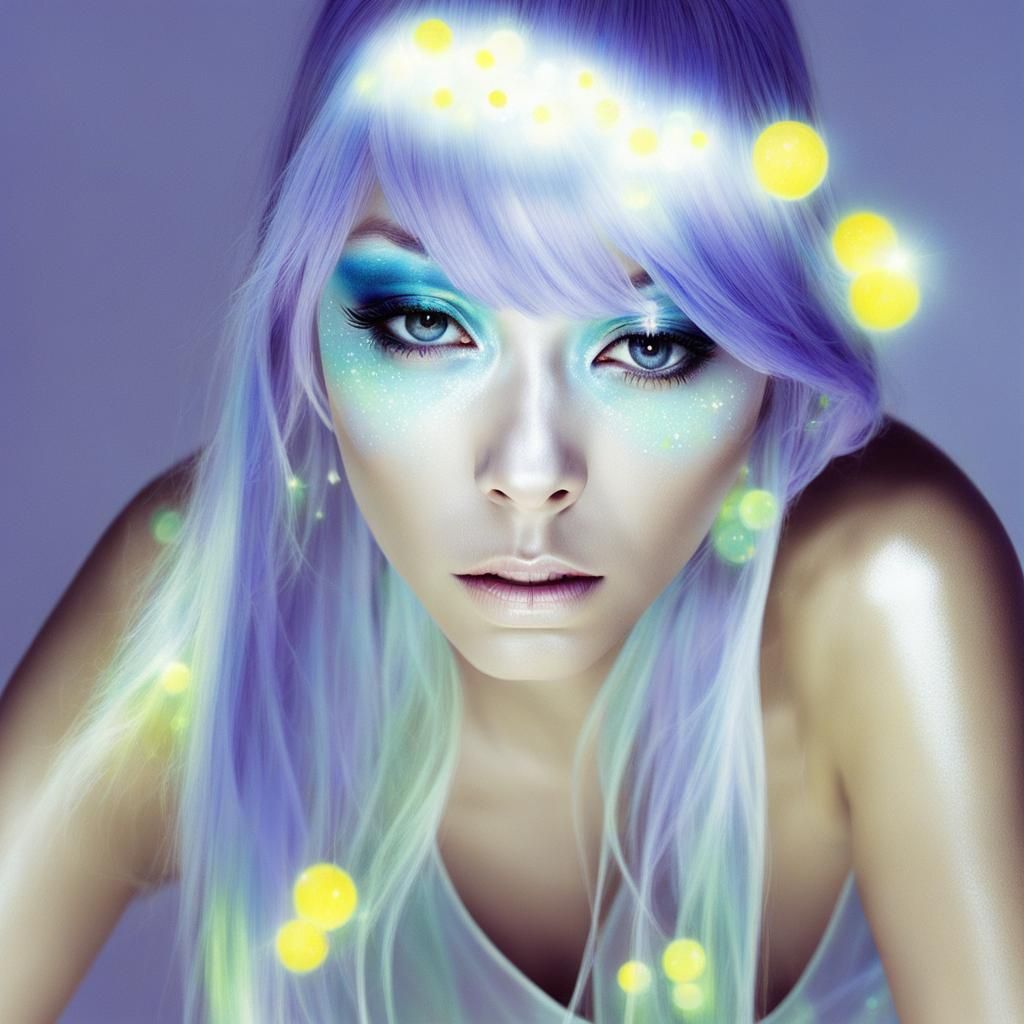 Ethereal Yellow Dragon in Psychedelic Thunderstorm