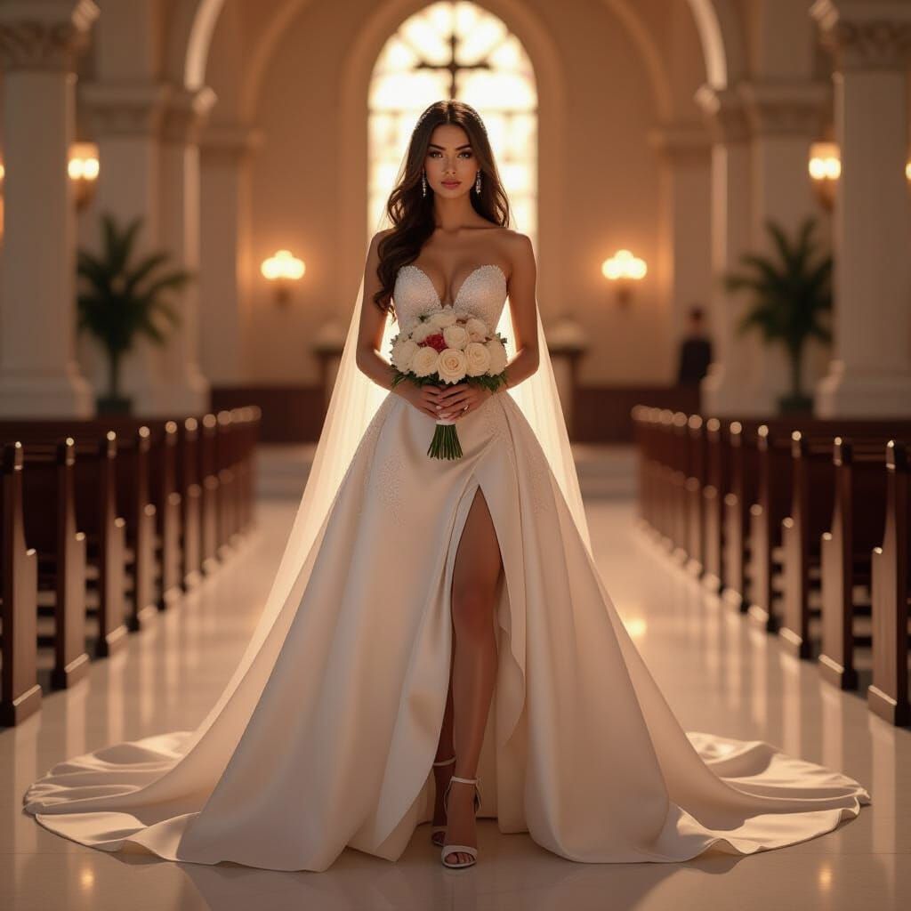 Elegant Woman in Ball Gown in Photorealistic Style