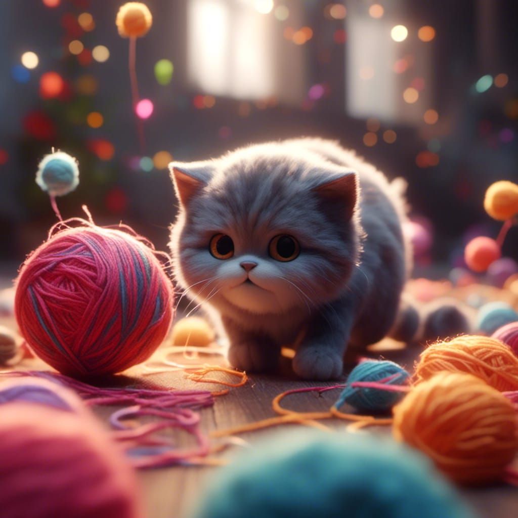 Cat Ready to Pounce: 3D Anime Art