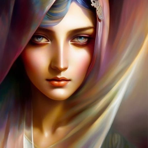 Nun Tends to Sick Boy in Pastel Watercolor